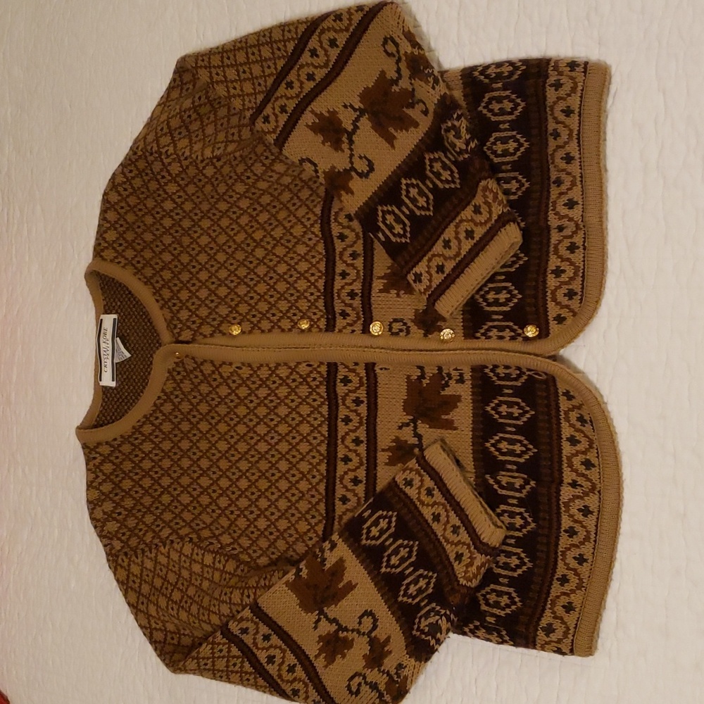 Amazing vintage fall sweater with leaf pattern, cottagecore vibes, size small